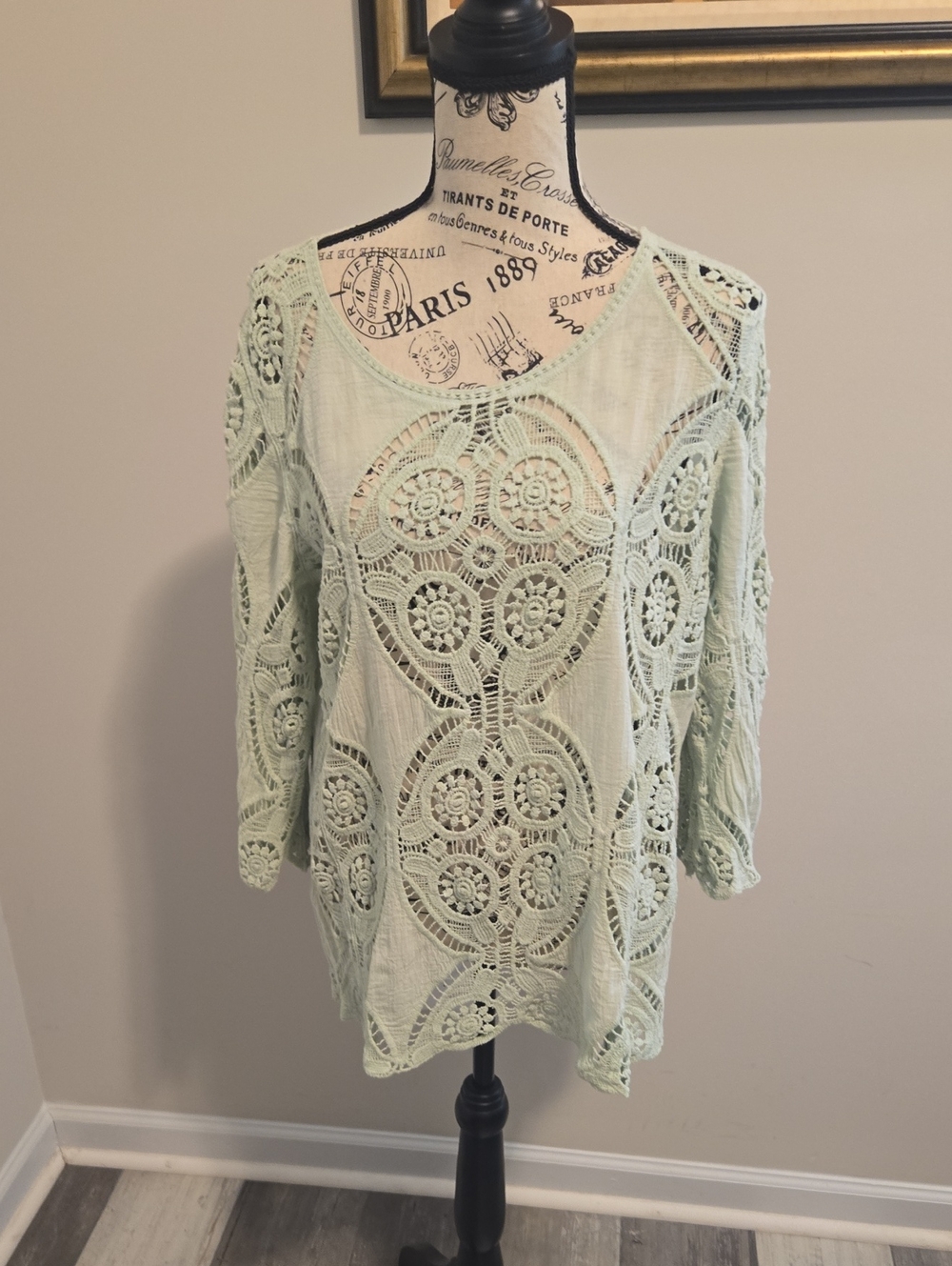 Ultra Pink Mint Crochet Tunic Top